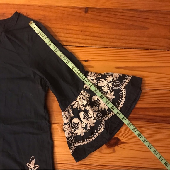 Sassybling Navy White Embroidered Tunic Dress, EUC, S - Picture 9 of 11